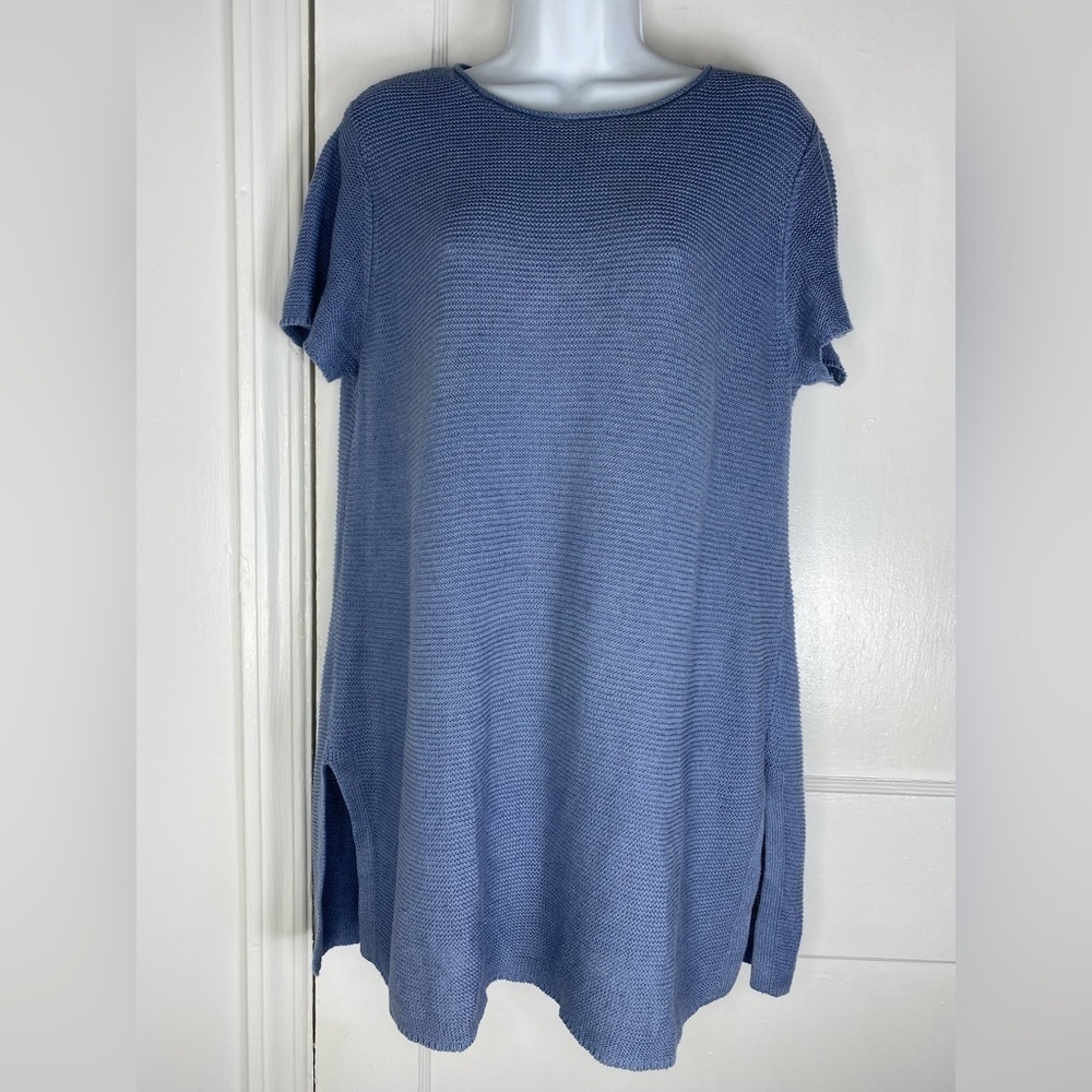 EILEEN FISHER Organic Linen & Cotton Blue Women's Tunic Top